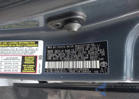 2017 Toyota Corolla Le из США, поврежденный, VIN 2T1BURHE4HC875178